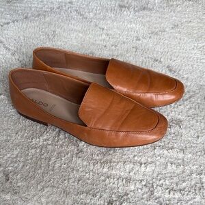Aldo Cognac Leather Slip-On Penny Loafers